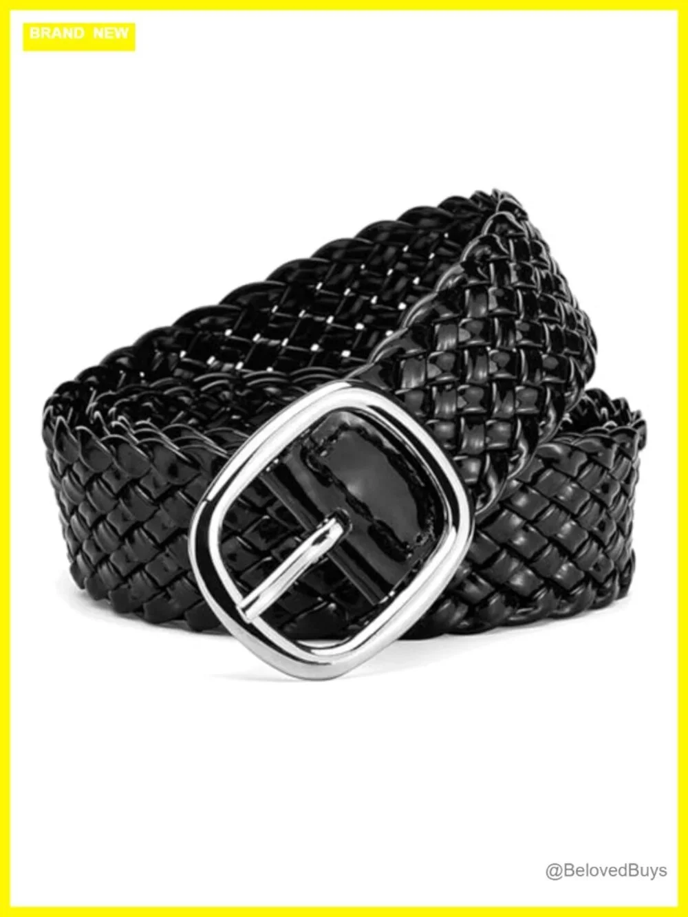 Braided Belt with Circular Gold Buckle, No Holes, Adjustable Waist Ornament